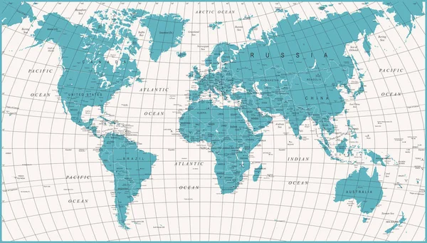 Świat Mapa polityczna Vintage wektor — Wektor stockowy
