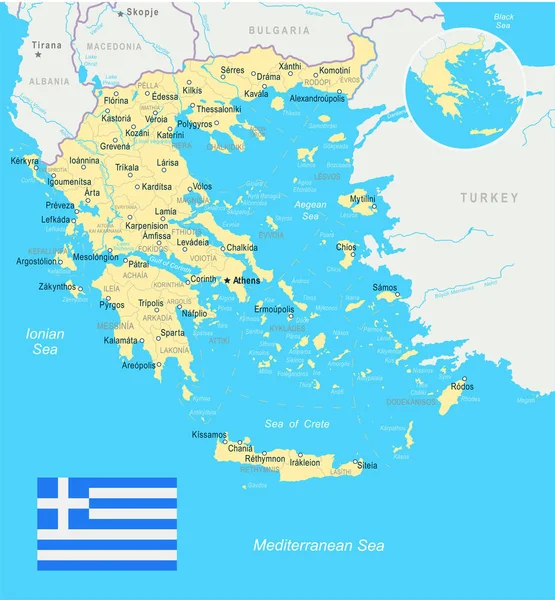 Grecia - mapa e ilustración de la bandera — Archivo Imágenes Vectoriales