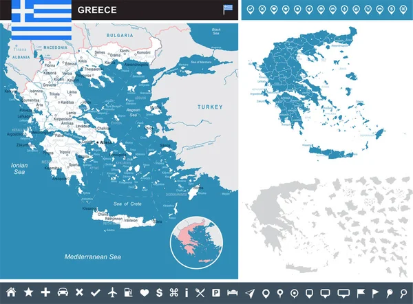 Griechenland - infografische Karte und Flaggenabbildung — Stockvektor