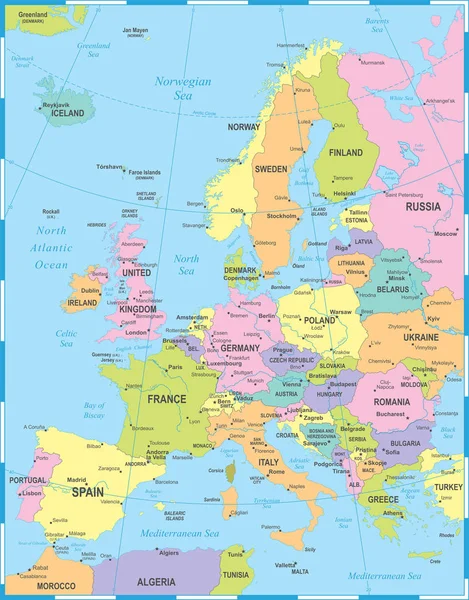 Europa Mapa - Ilustração vetorial — Vetor de Stock