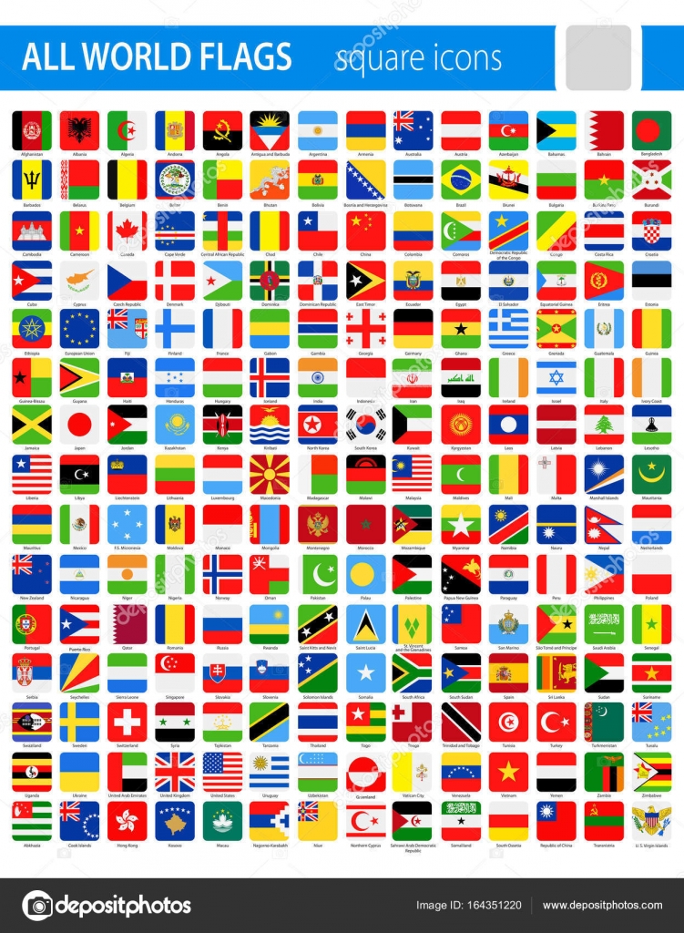 Square Flag Icons All World Vector Stock Vector Image By ©dikobrazik
