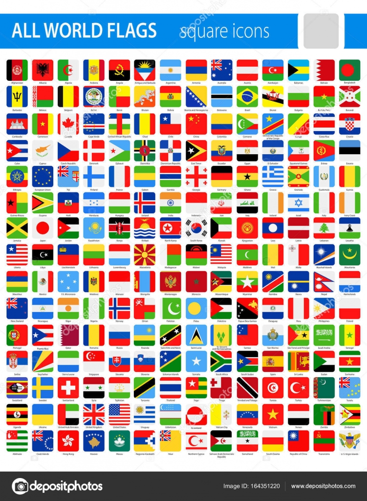 Square Flag Icons All World Vector Stock Vector Image by ©dikobrazik