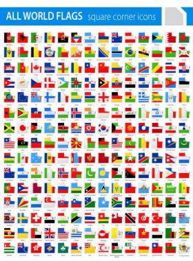 Köşe bayrakları - tüm dünya vektör kare