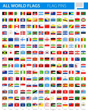 Flag Pins - All World Vector clipart