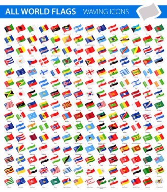 Waving Flag Icons - All World Vector clipart