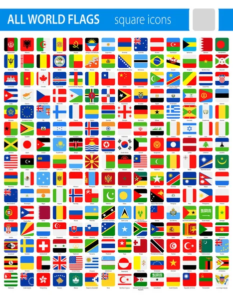 Square Flag Icons - All World Vector — Stock Vector