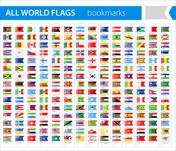 Lesezeichen Flagge Symbole - alle Welt Vektor — Stockvektor