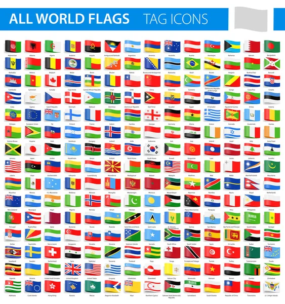 Tag Flagge Symbole - alle Welt Vektor — Stockvektor