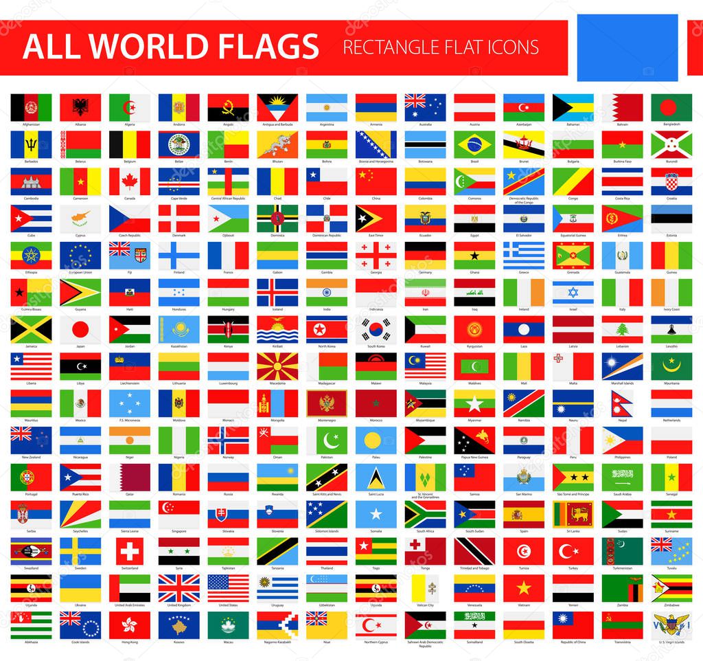 Flat Flag Icons - All World Vector