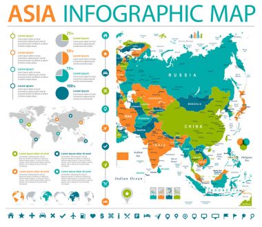 Asya Haritası - bilgi grafik vektör çizim