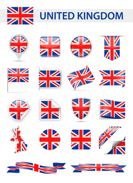 Reino Unido Bandera Vector Set — Archivo Imágenes Vectoriales