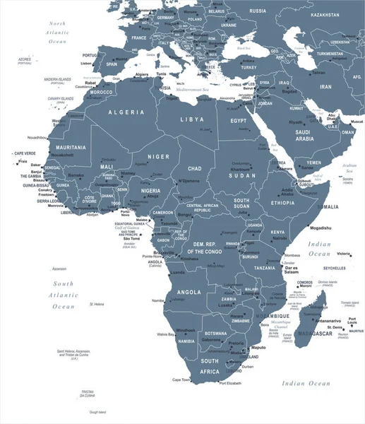 Карта Африки - векторная иллюстрация — стоковый вектор