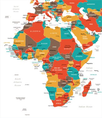 Afrika Haritası - vektörel çizim