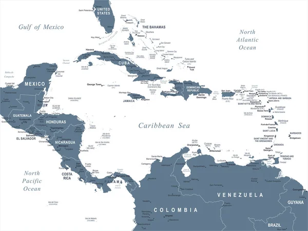 Orta Amerika harita - vektör çizim — Stok Vektör