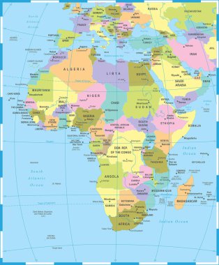 Afrika Haritası - vektörel çizim