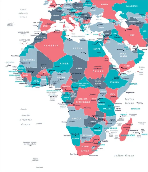 非洲地图-矢量图 — 图库矢量图片