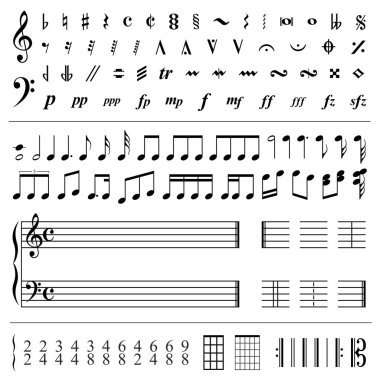 Music notes and symbols - vector illustration clipart