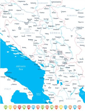 Merkez Balkan harita - vektör çizim