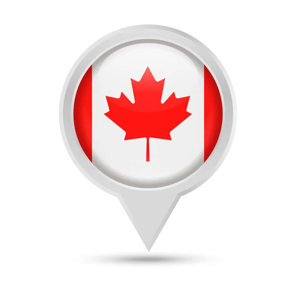 Vlajka Kanada kulaté Pin vektorové ikony — Stockový vektor
