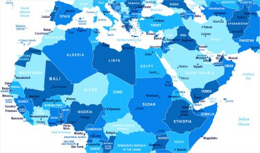 Kuzey Afrika harita - vektör çizim