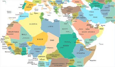 Kuzey Afrika harita - vektör çizim