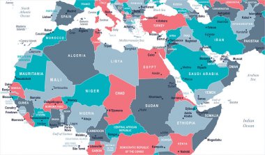 Kuzey Afrika harita - vektör çizim