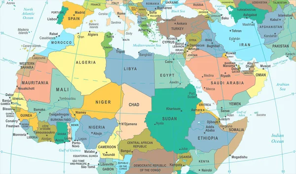 Kuzey Afrika harita - vektör çizim