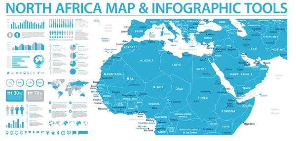 Mapa del Norte de África - Info Gráfico Vector Ilustración — Vector de stock