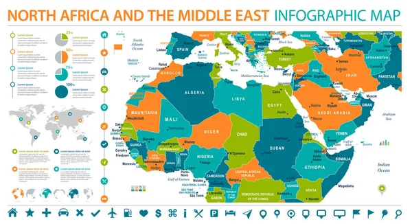 Kuzey Afrika harita - bilgi grafik vektör çizim — Stok Vektör