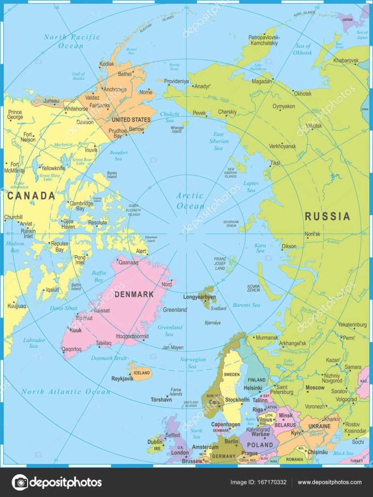 mapa arktidy Mapa Arktidy   vektorové ilustrace — Stock Vektor © dikobrazik  mapa arktidy