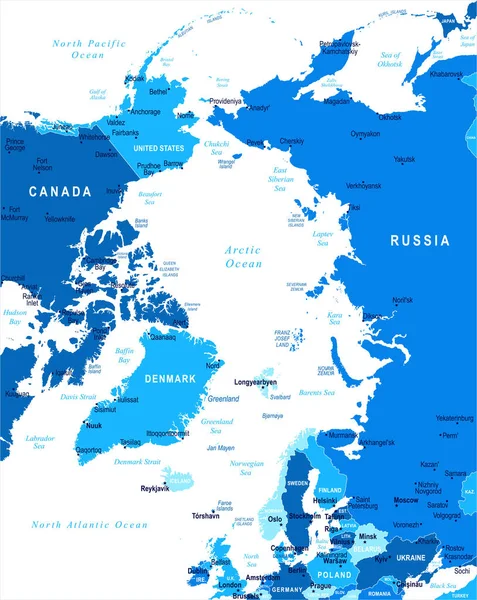 Carte de l'Arctique - Illustration vectorielle — Image vectorielle