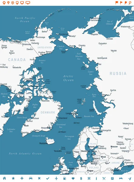 Arctic-Mapa - ilustracja wektorowa — Wektor stockowy