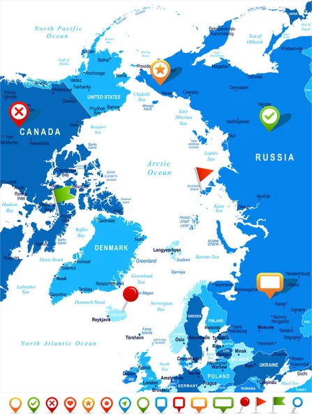 Arctische kaart - vectorillustratie — Stockvector