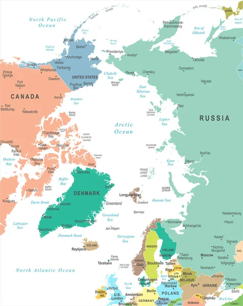 Αρκτική Χάρτης - εικονογράφηση διάνυσμα — Διανυσματικό Αρχείο