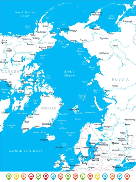 आर्क्टिक नकाशा वेक्टर इलस्ट्रेशन — स्टॉक व्हेक्टर
