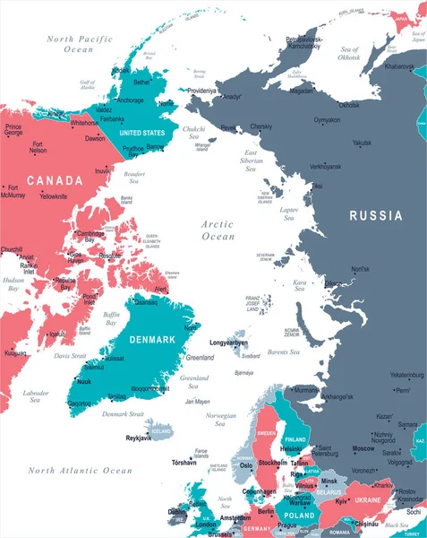 Mapa do Árctico - Ilustração vetorial —  Vetores de Stock