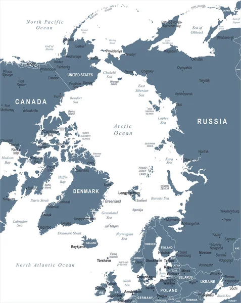 北極の地図のベクトル図 — ストックベクタ