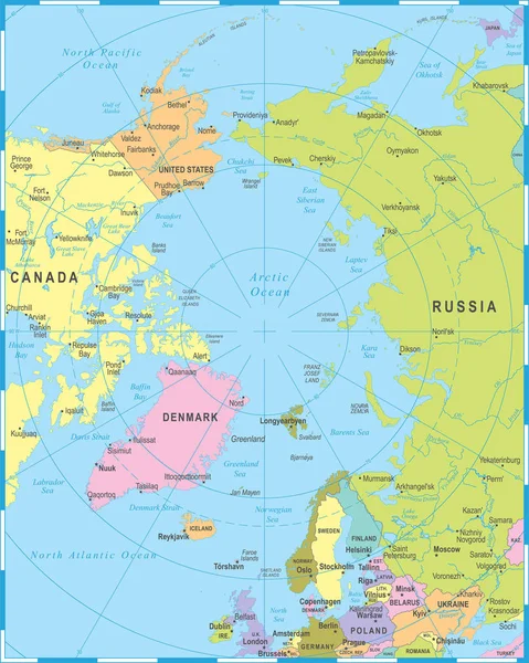 北極の地図のベクトル図 — ストックベクタ