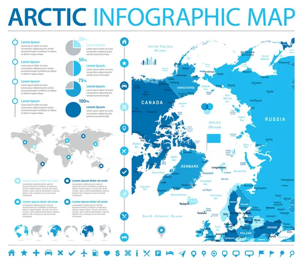 Карта Арктики - графический вектор — стоковый вектор