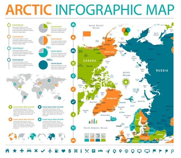 Карта Арктики - графический вектор — стоковый вектор