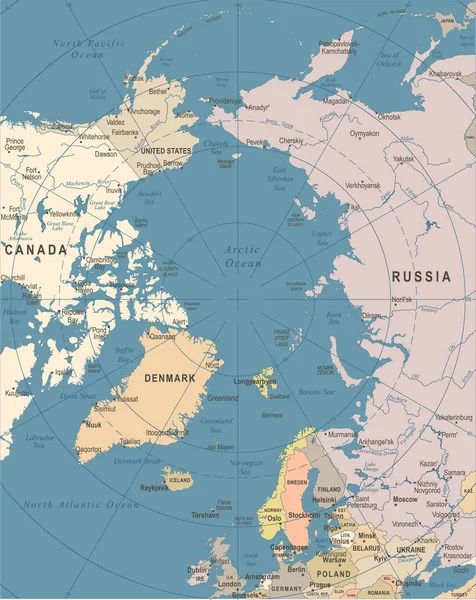 Mapa do Ártico - Ilustração do Vetor Vintage — Vetor de Stock