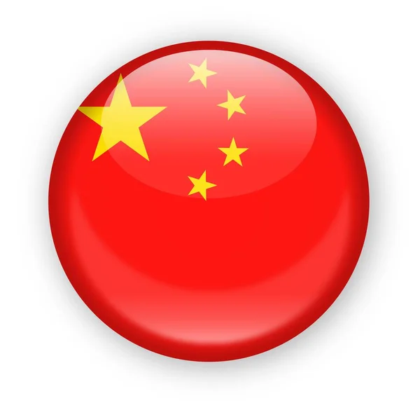 Ikon Vektor Bundar Bendera China - Stok Vektor