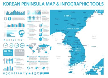 Kore Yarımadası Haritası - bilgi grafik vektör çizim