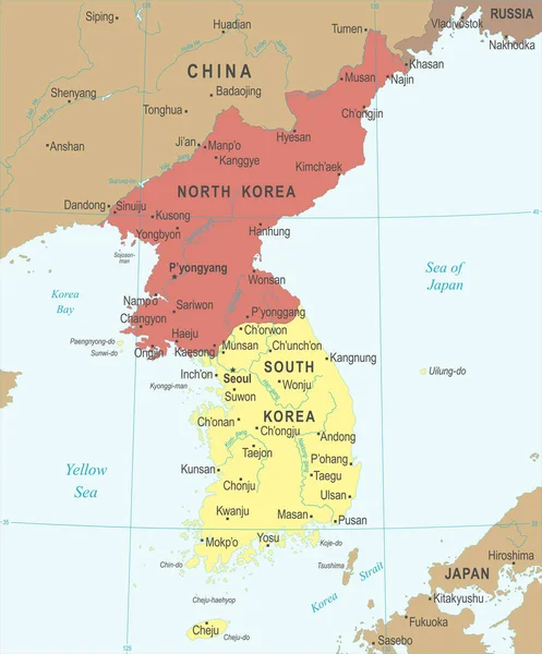 朝鮮半島地図 - ベクトル図 — ストックベクタ