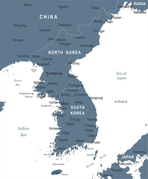 朝鮮半島地図 - ベクトル図 — ストックベクタ