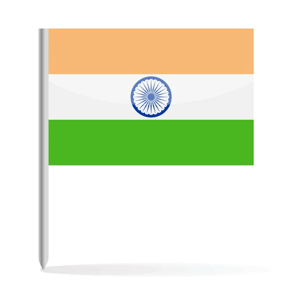 India Bandera Pin Vector Icono — Archivo Imágenes Vectoriales