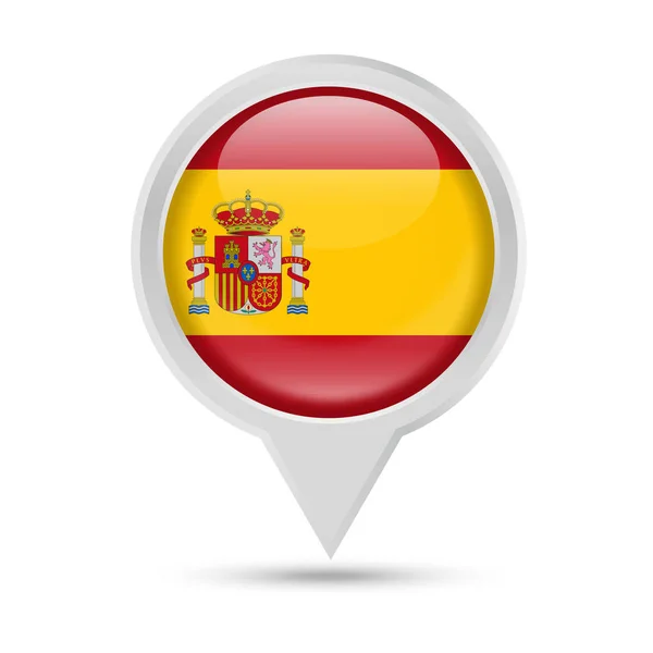 Espanha Bandeira Round Pin Vector Icon — Vetor de Stock