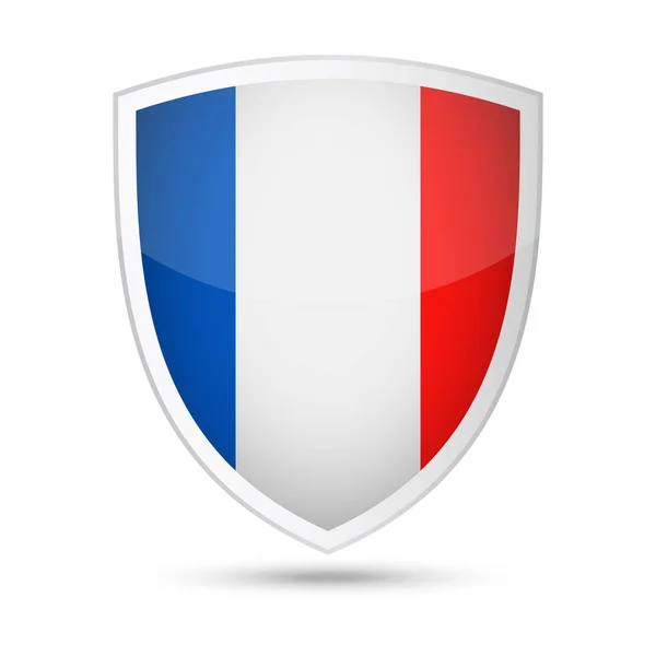 Frankrike flagga vektor sköldikon — Stock vektor