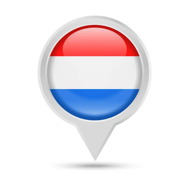 Bandeira da Holanda Round Pin Vector Icon — Vetor de Stock