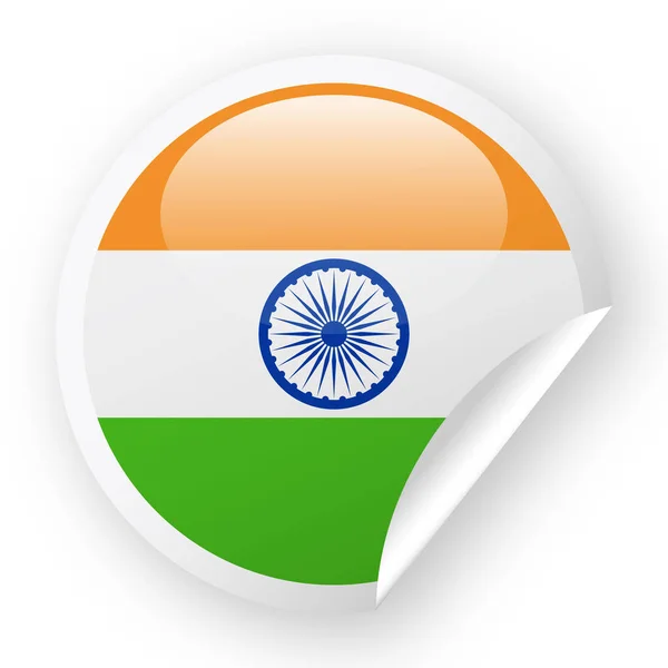 Ícone de papel redondo do vetor da bandeira de Índia —  Vetores de Stock